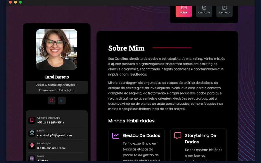 Site da Carol Barreto